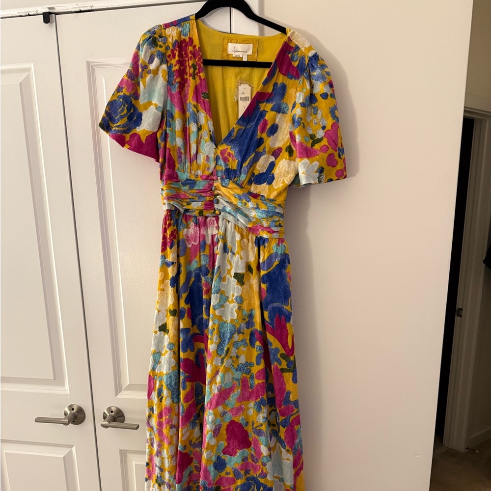 Anthropologie Vibrant Floral Midi Dress